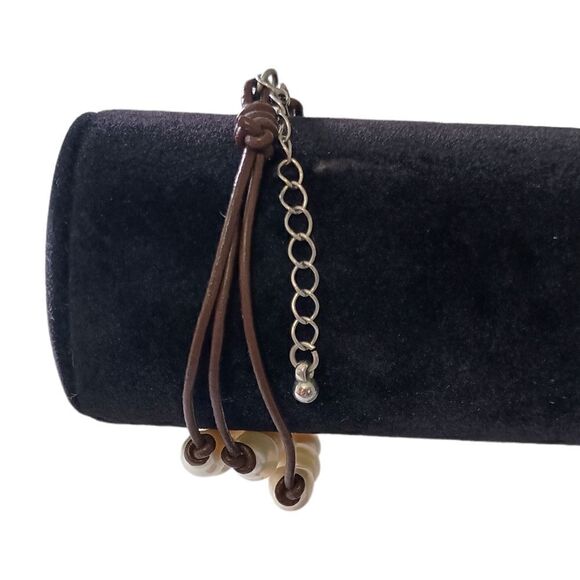 Fresh Water Pearl Bracelet Corded Brown Multi Strand Coastal Beach Adjustable. - Picture 10 of 16